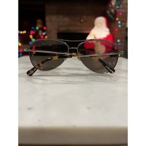Coach Aviator‎ Sunglasses Rexy Dinosaur Logo Silver Brown Lenses Tortoise Arms